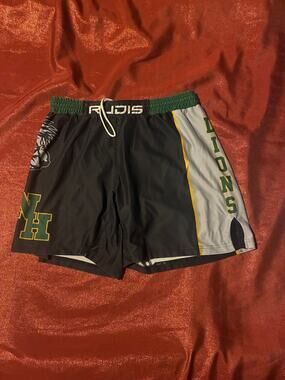 Rudis Shorts Mens Black Green LIONS Athletic Fight Shorts Polyester Graphic